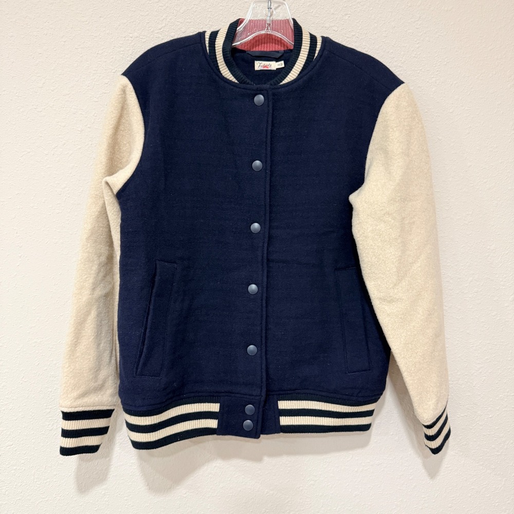 Faherty Varsity Jacket XS Navy Blue Wool Preppy Collegiate